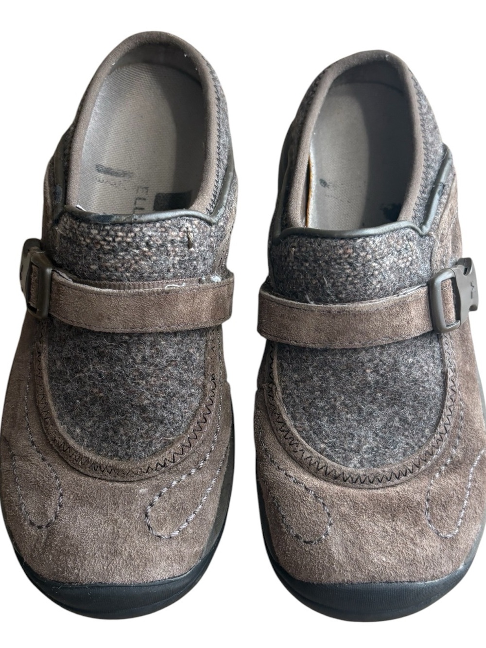 MERRELL Encore Sidestep Slip-On Mules in Gray/Brown Wool Size 6.5 — SO COMFY!!! - Picture 4 of 11